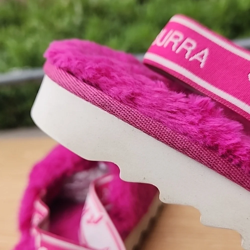 Koolaburra by UGG Kid's Backstrap Slide Sandals Fuzz'n Raspberry Rose Size US 4